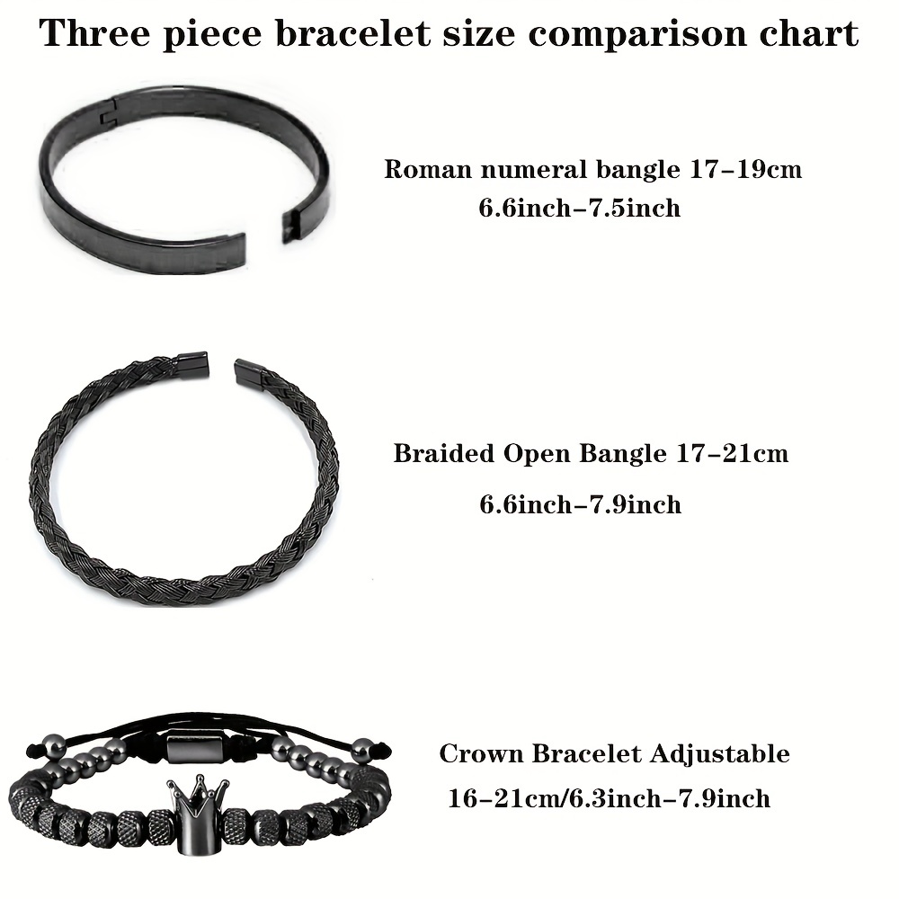 Men's Micro Pave CZ Round Beads Crown Bangle Bracelet