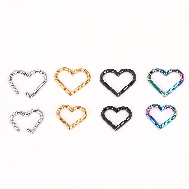 European American Stainless Steel Ring Interface Heart Nose Ring