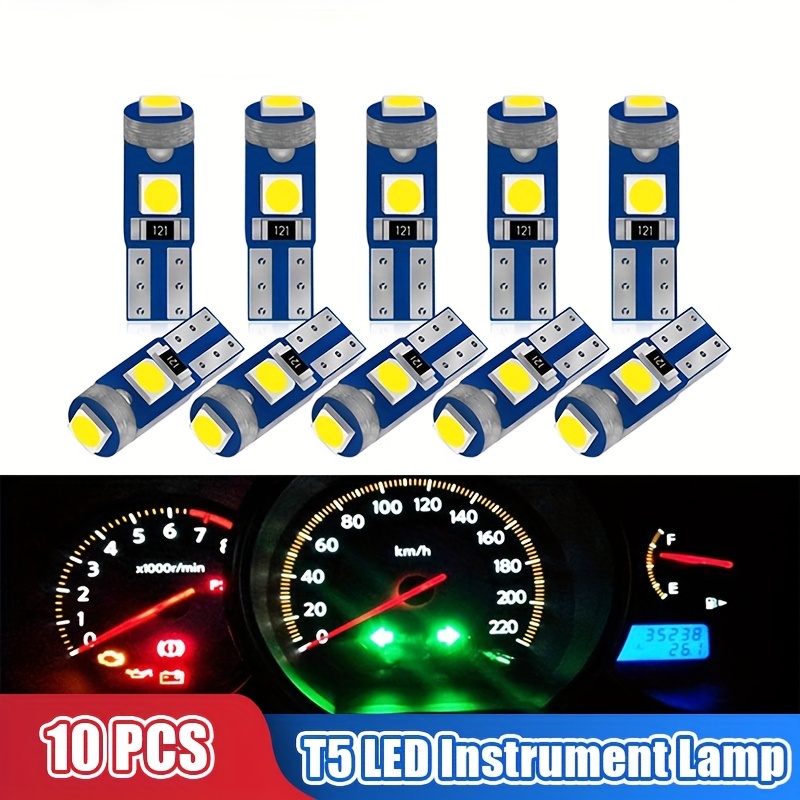 Ampoule Led T5 pour intérieur de voiture, Canbus pour tableau de bord,  indicateur de réchauffement, cale, lampe d'instrument automobile, AC DC  12V