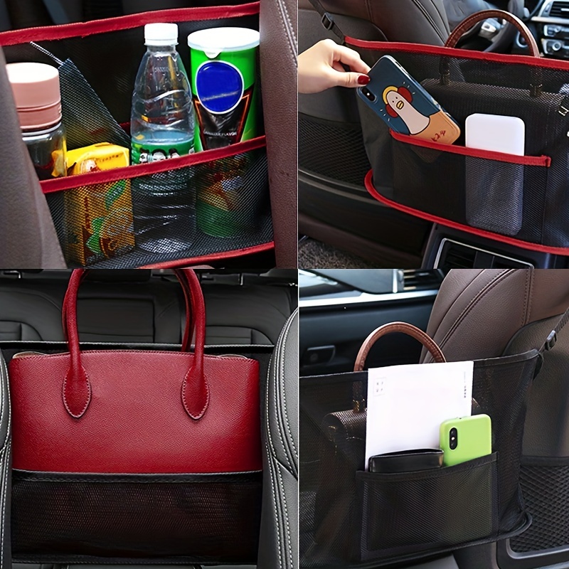 Car Net Pocket Handbag Holder Between Seats, Upgrade Car Organizer Handbag  Purse Holder Large Capaci