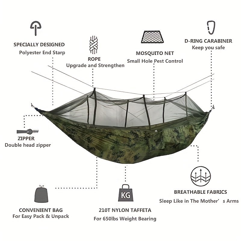 Outdoor Camping Hammock With Mosquito Net Ultra light Nylon Double Hammock