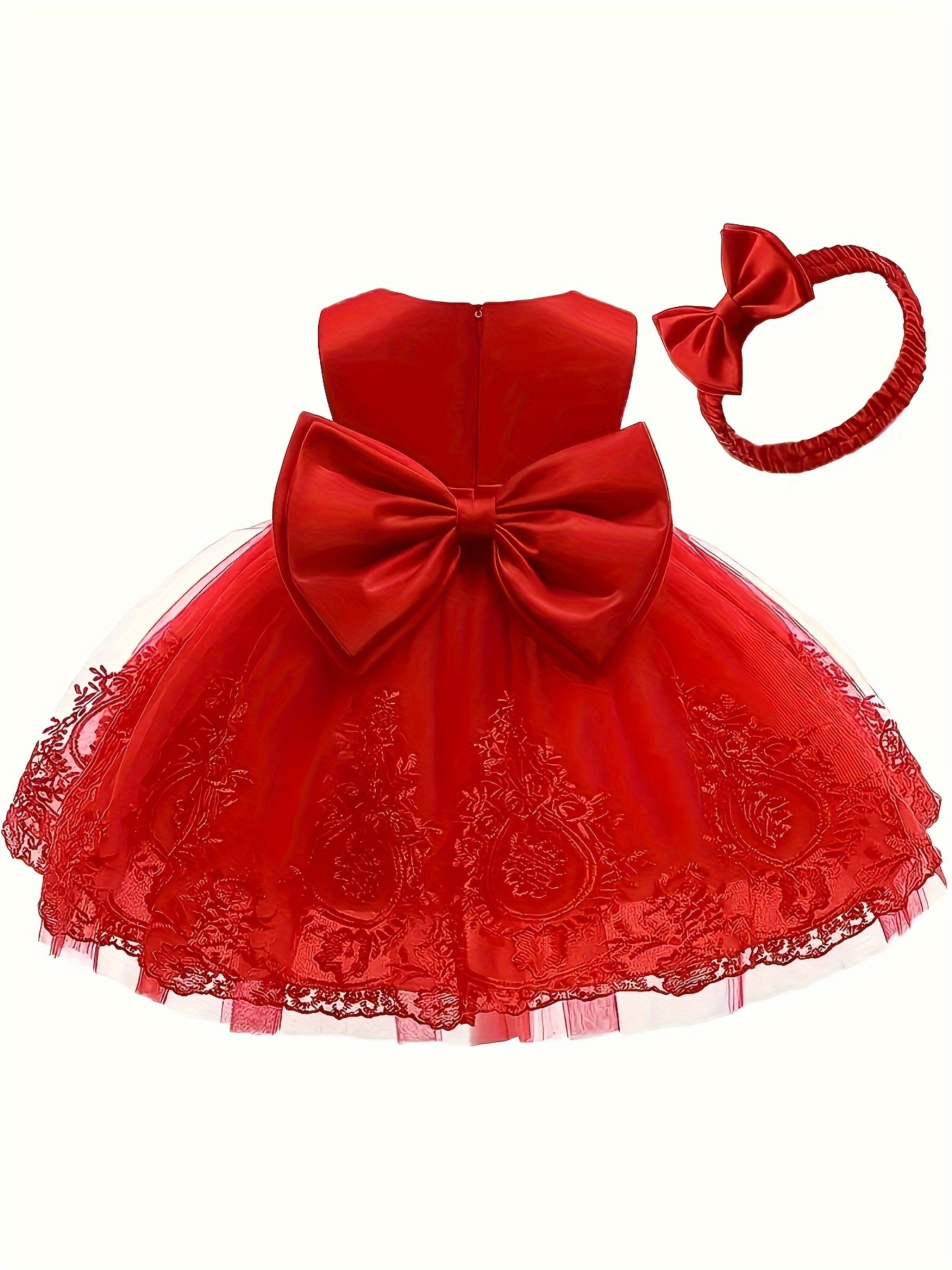 Gorgeous Lace Embroidered Gown Dress Baby Girls Perfect - Temu