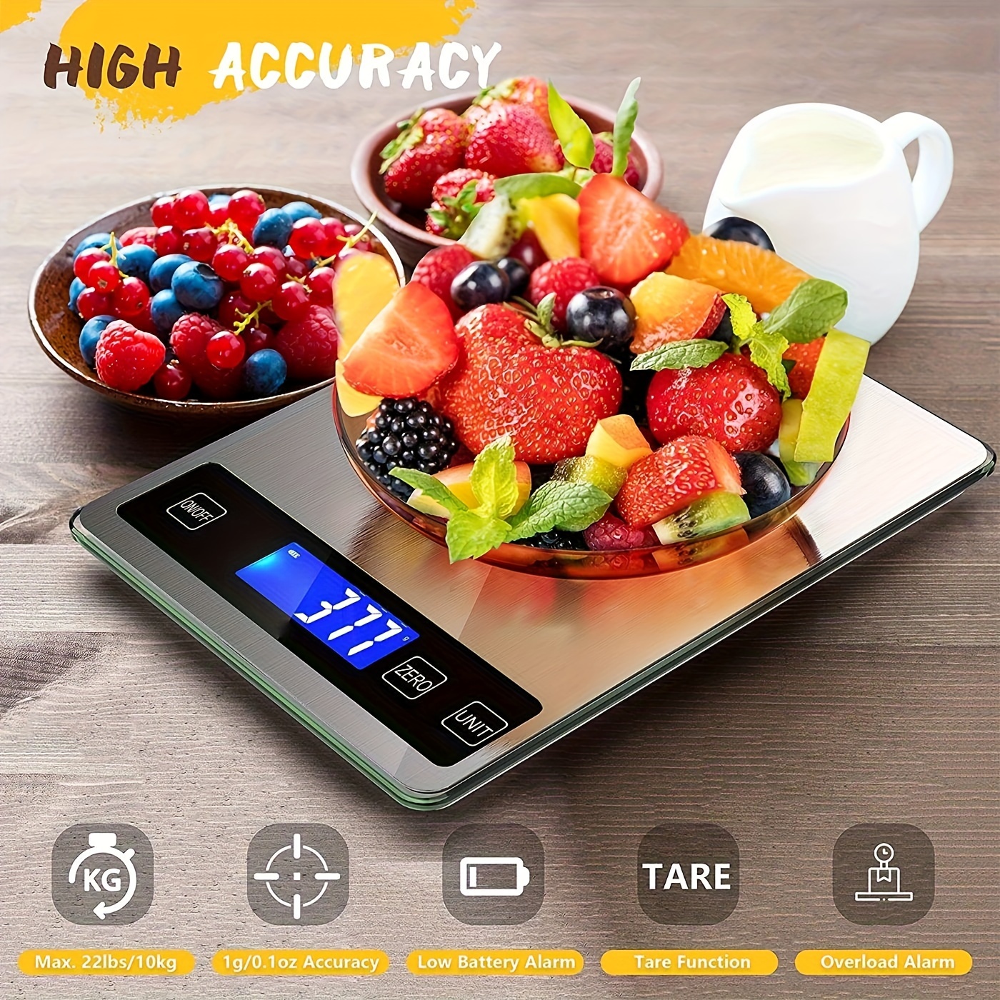 Digital Food Kitchen Scale, Weight Multifunctional Scale Measures In Grams  And Ounces For Cooking Baking, Precise Graduation, Stainless Steel And  Tempered Glass - Temu