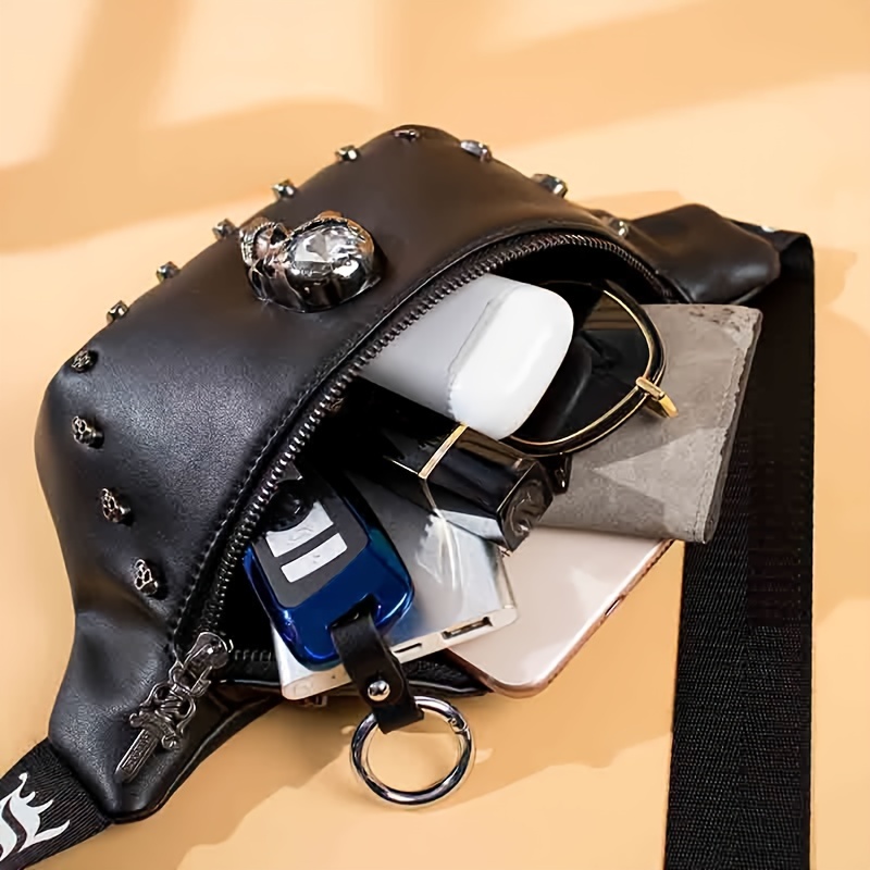 Studded Shoulder Bag for Women Leather Punk Style Rock Rivet Crossbody Bag  Handbag with Chain Wallet Purse for Girls