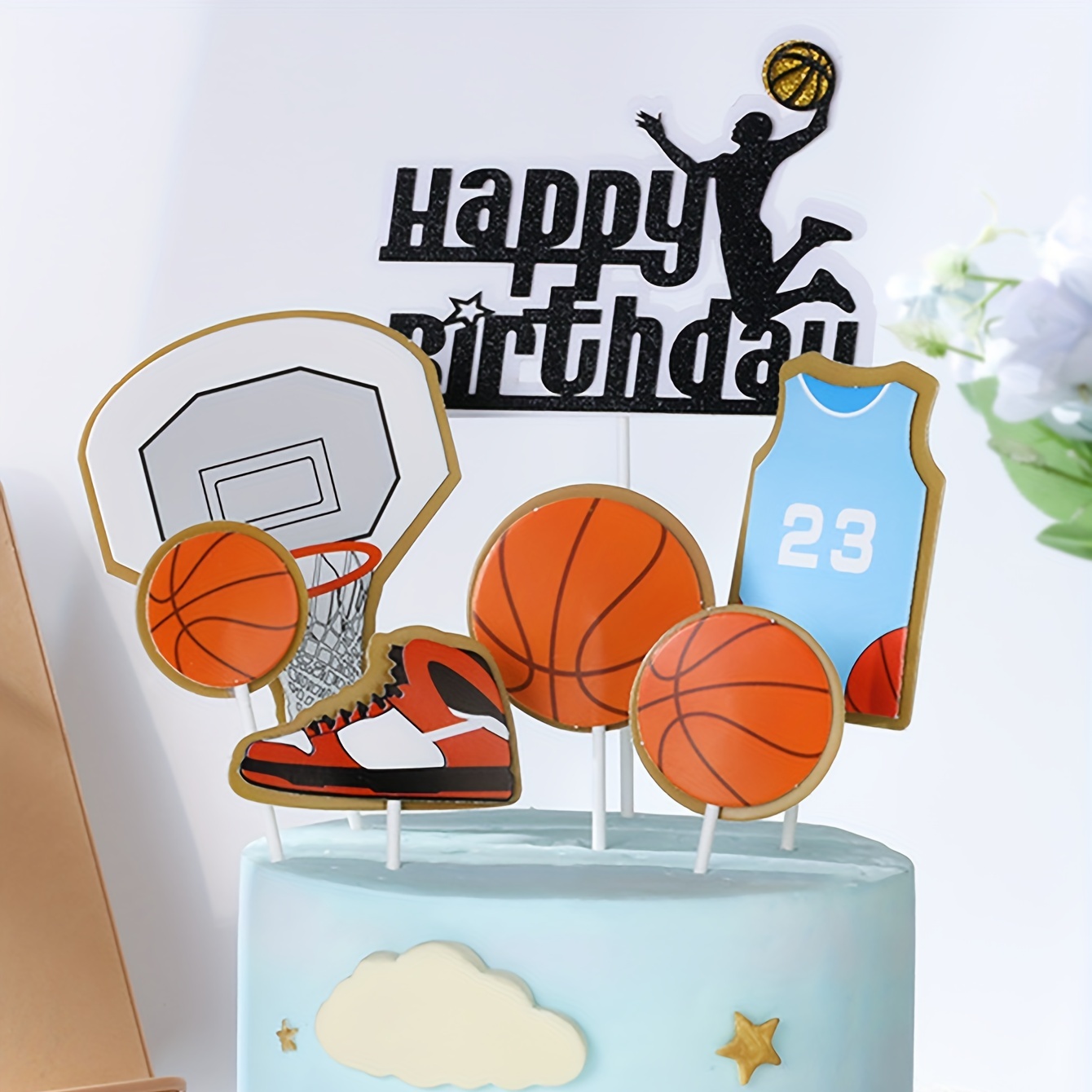 Basketball Birthday Cake Name  Basketball Cake Toppers Printable - 5pcs  Theme Happy - Aliexpress