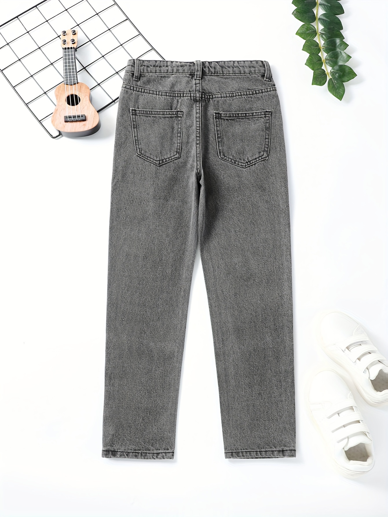 Jeans Grigi Strappati Bambini Pantaloni In Denim Moda - Temu Italy