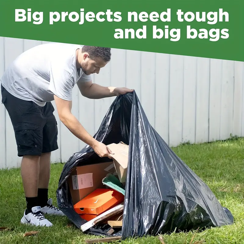50pcs, 40-45 Gallon Disposable Heavy Duty Garbage Bag, Large Garden Leaf  Bags, Thickened Plastic Trash Bags, Industrial Garbage Bags, Garden Leaf  Bag