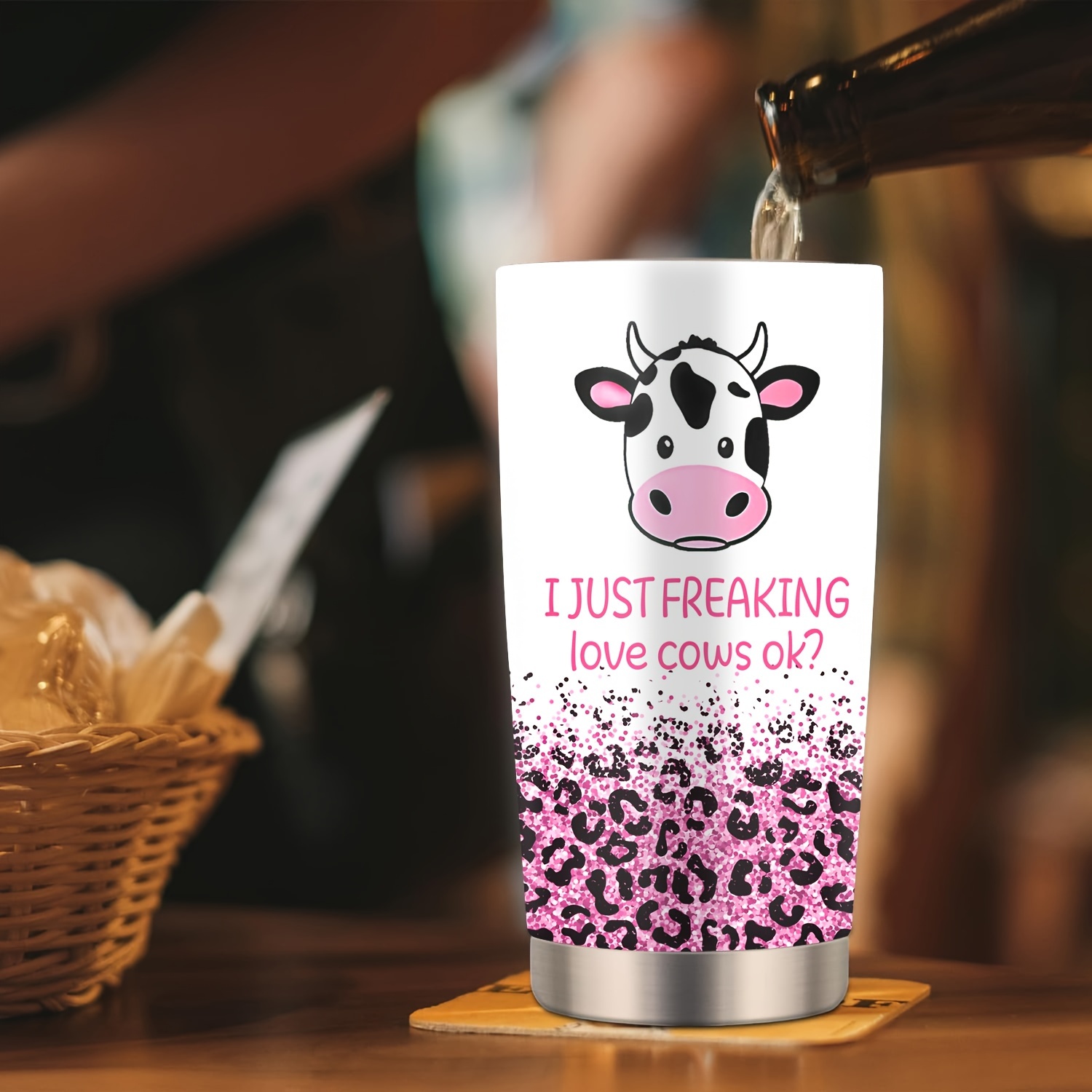 Gifts Cow Lover Cow Tumbler Stainless Steel Lid Buckle - Temu