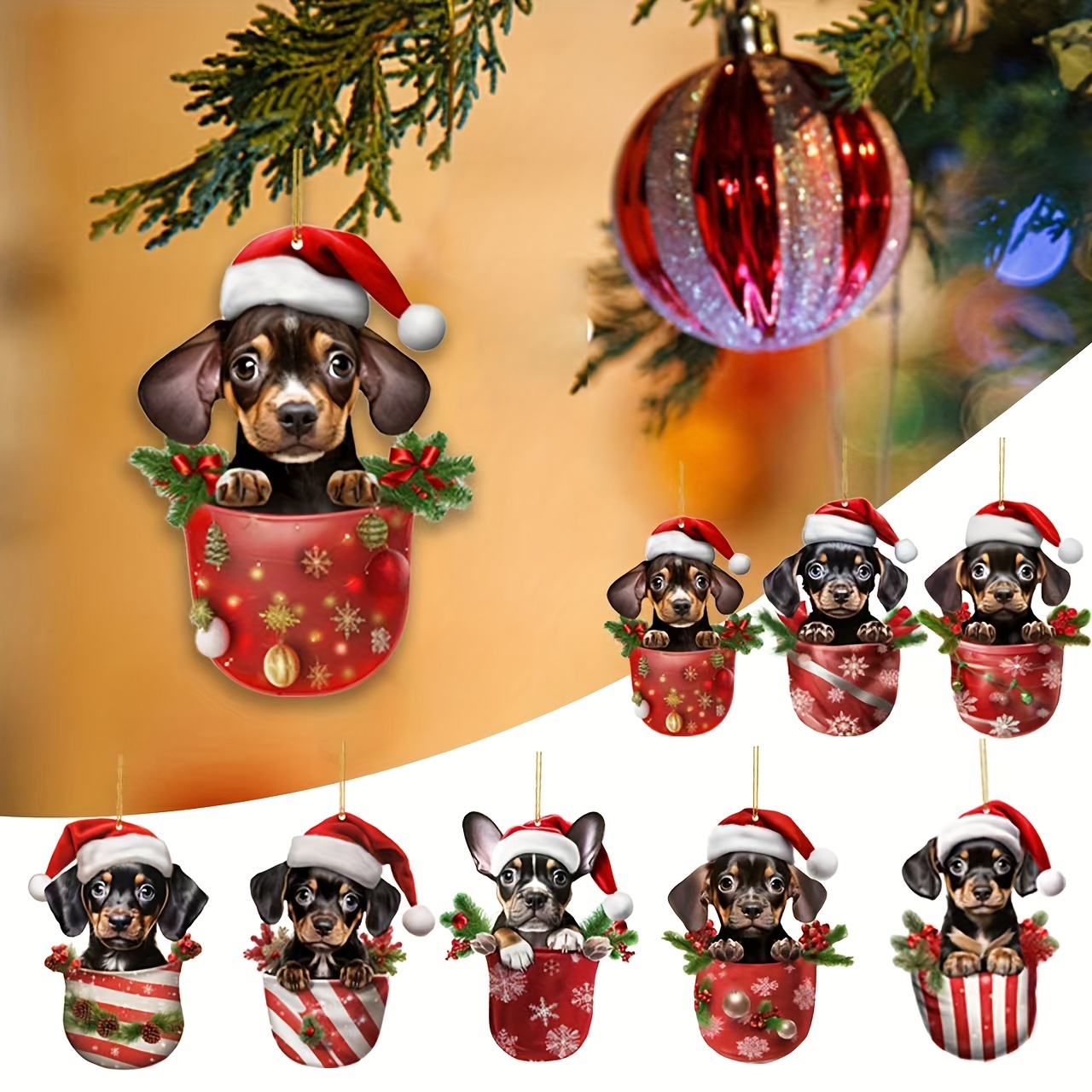 1 Stück Weihnachtsanhänger Mit Süßem Hund, Weihnachtsbaumschmuck