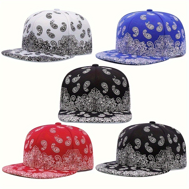 

Hip Hop Paisley Print Snapback Hat Classic Solid Color Unisex Baseball Cap Lightweight Adjustable Dad Hats For Women Men