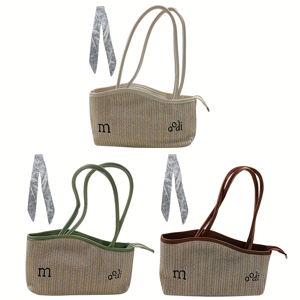 Straw Tote Bag for Women Feather Woven Shoulder Bag Hobo Bag Casual Satchel  Handbag Designer Purse Beach Straw Bag 2023