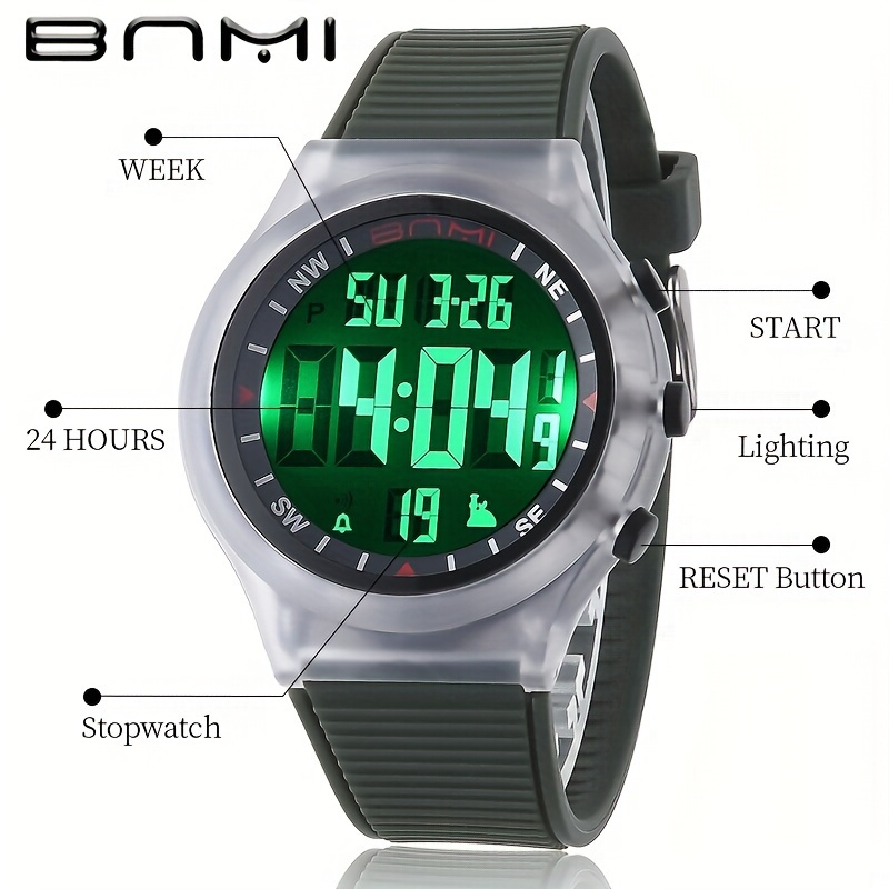 Reloj Digital Deportivo Para Hombre Mujer Pulsera Electrónica Con Alarma  Luz LED