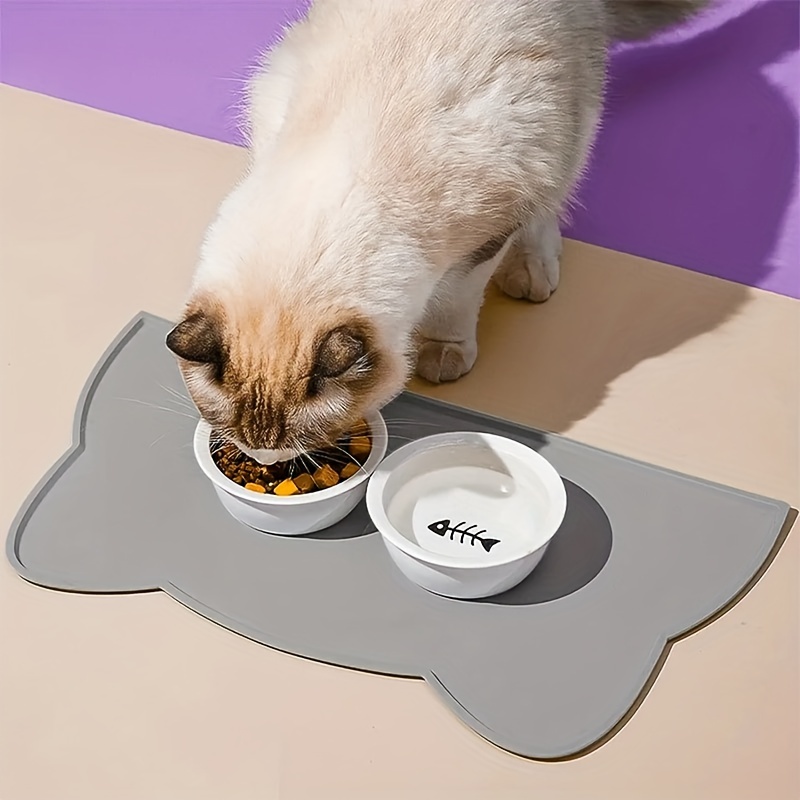 Ohmo OHMO Cat Food Mat and One Small Food Can Cover Lid, Silicone Pet  Feeding Mat for Floor Non-Skid Waterproof Dog Water Bowl Tray