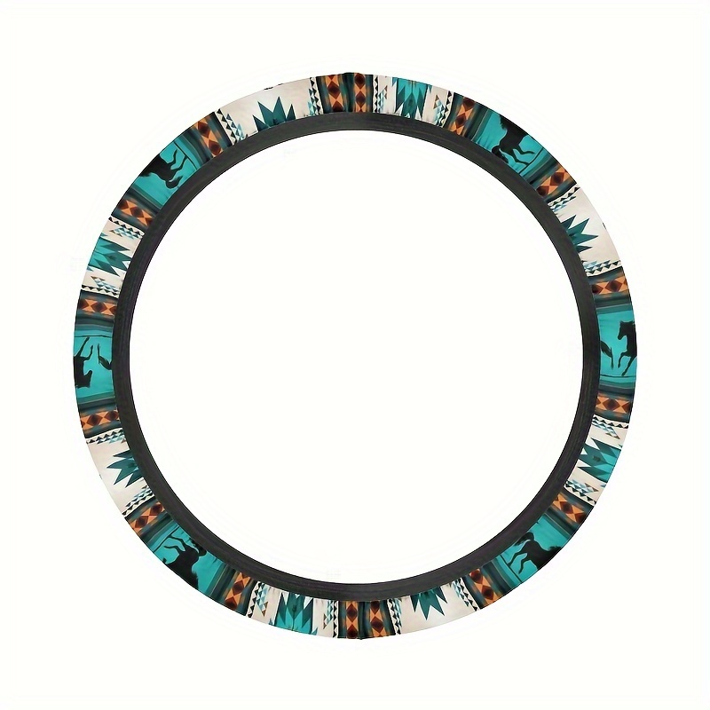 Tucson Southwest Aztec Steering Wheel Cover/ Terracota Tribal Wheel Cover/  Turquoise and Orange / Car Accessories/ India Native America .. 