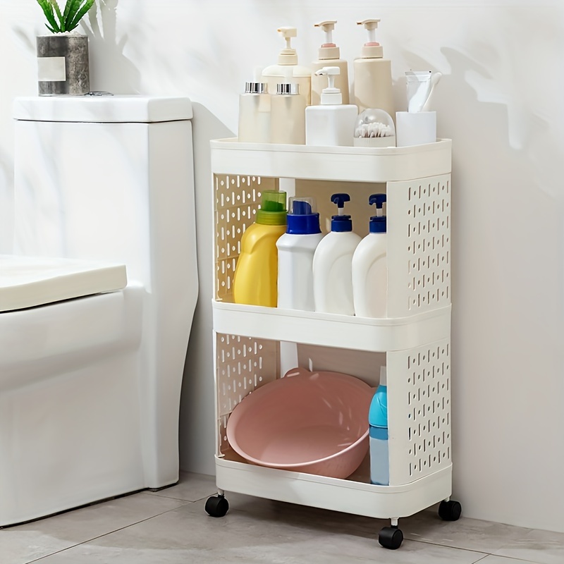 Slot Drop Belt Wheel Cart Large Storage Cabinet Bathroom Shelf Gap Visible  Box Bedside Table Waterproof