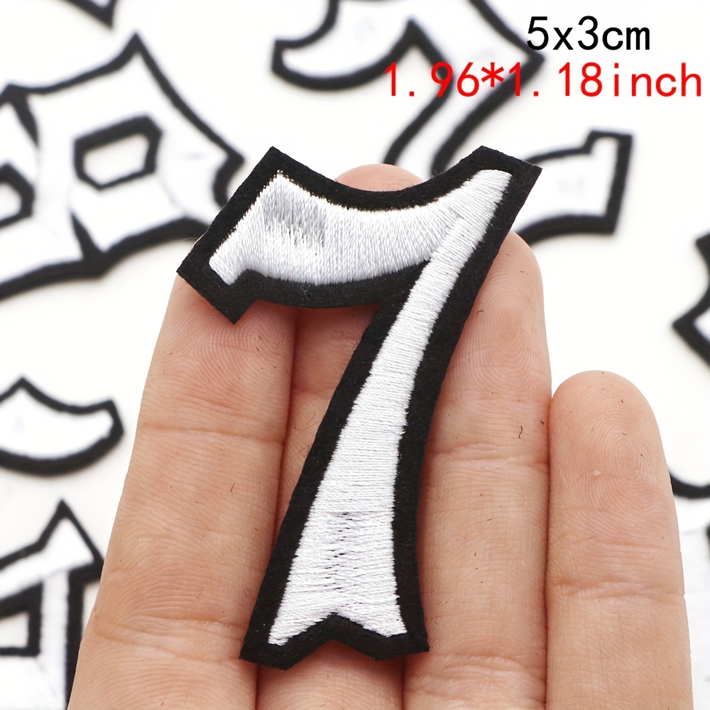 1pc White Gothic Alphabet &amp; Number Embroidered Iron-On/Sew-On Patches A-Z with Intricate Stitching - DIY Clothing Customization for Jackets, Bags, Hats, Sew On Patches for Jackets