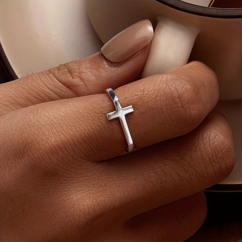 Mens sterling silver hot sale cross rings