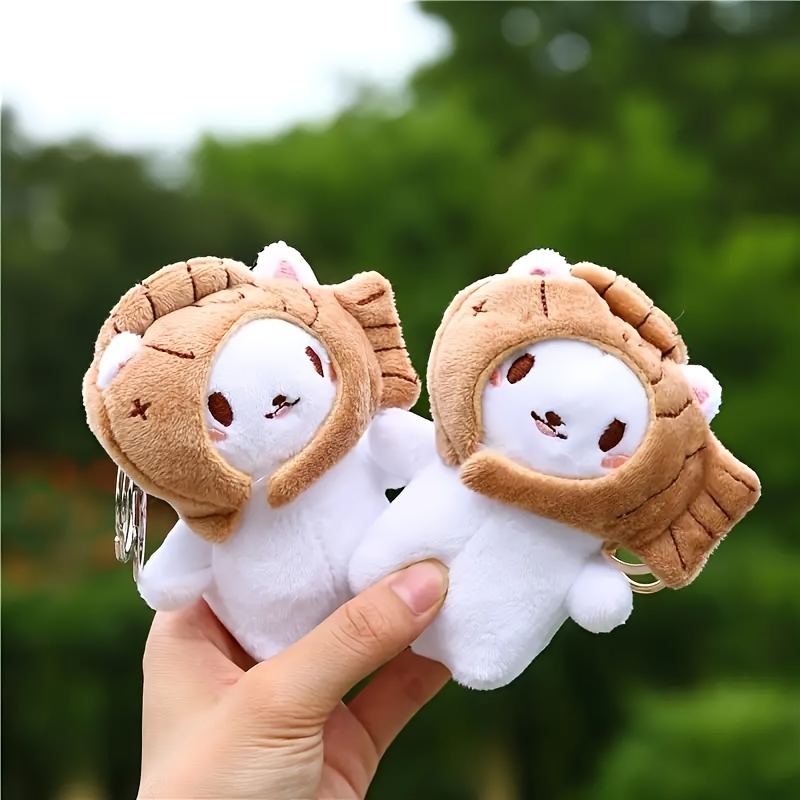 Cat Pom Pom Plush Keychain Cute Cartoon Animal Bag Key Chain - Temu