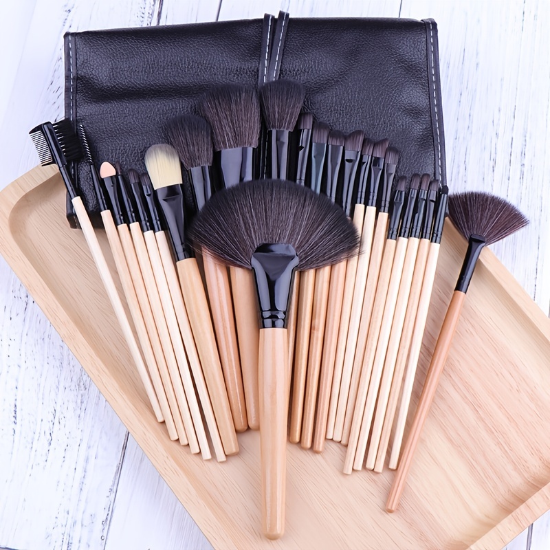 24pcs Synthetic Kabuki Foundation Brush Set with Brush Bag