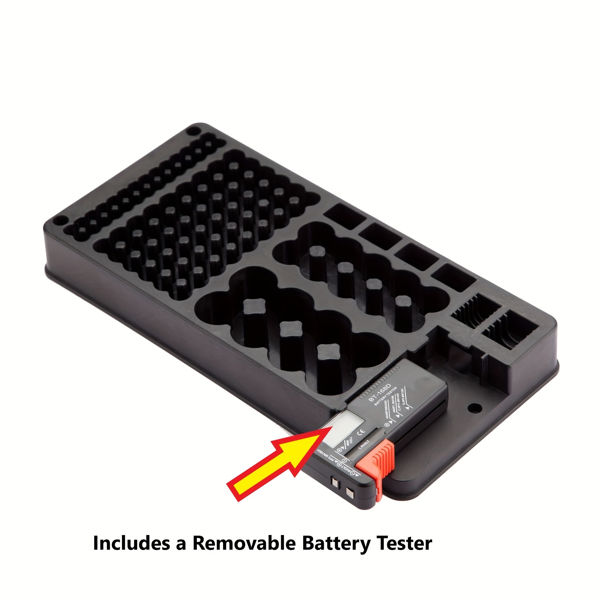 The Battery Organizer Storage Case with Hinged Clear Cover Includes A Removable Battery Tester Holds 93 Batteries Various Sizes