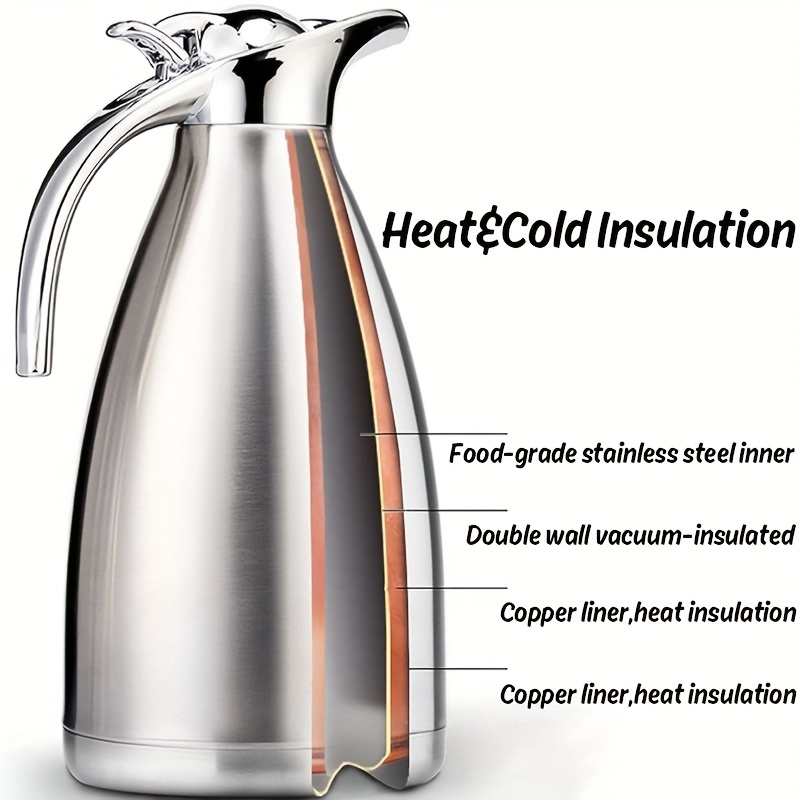 Coffee Carafe3, Stainless Steel Insulated Coffee Kettle, Double Layer  Vacuum Insulated Bottle, 12 Hours Heat Retention, 24 Hours Cold Retention,  Water Dispenser For Coffee, Tea, Beverages, Etc., Hot And Cold Retention  Back