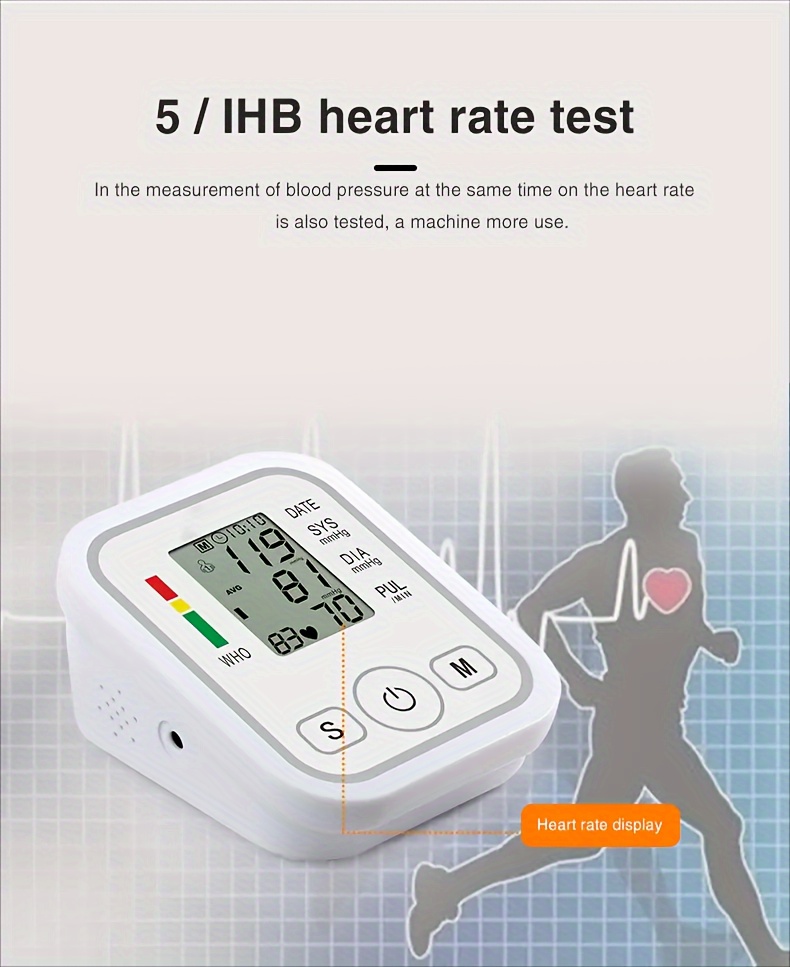 1pc Monitor De Presión Arterial De Brazo Cuidado De La Salud En El Hogar  LCD Digital