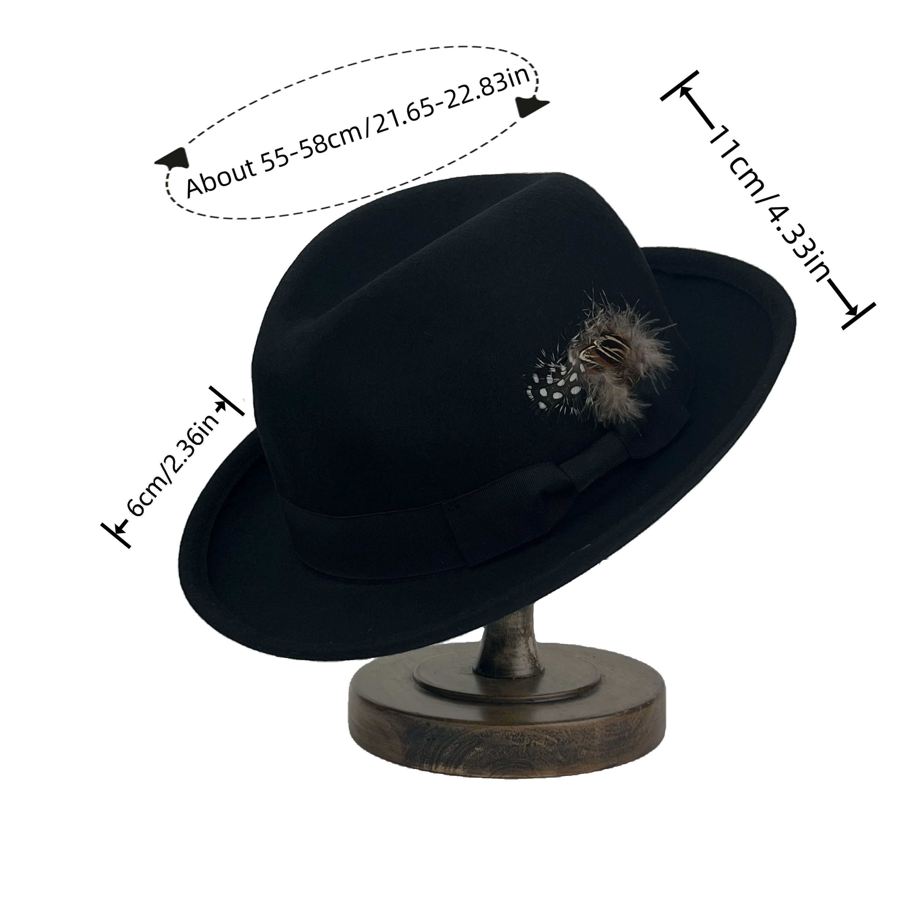 british fedora hats mens short brim tweed jazz hat woolen elegant hat with feather accessories ideal choice for gifts