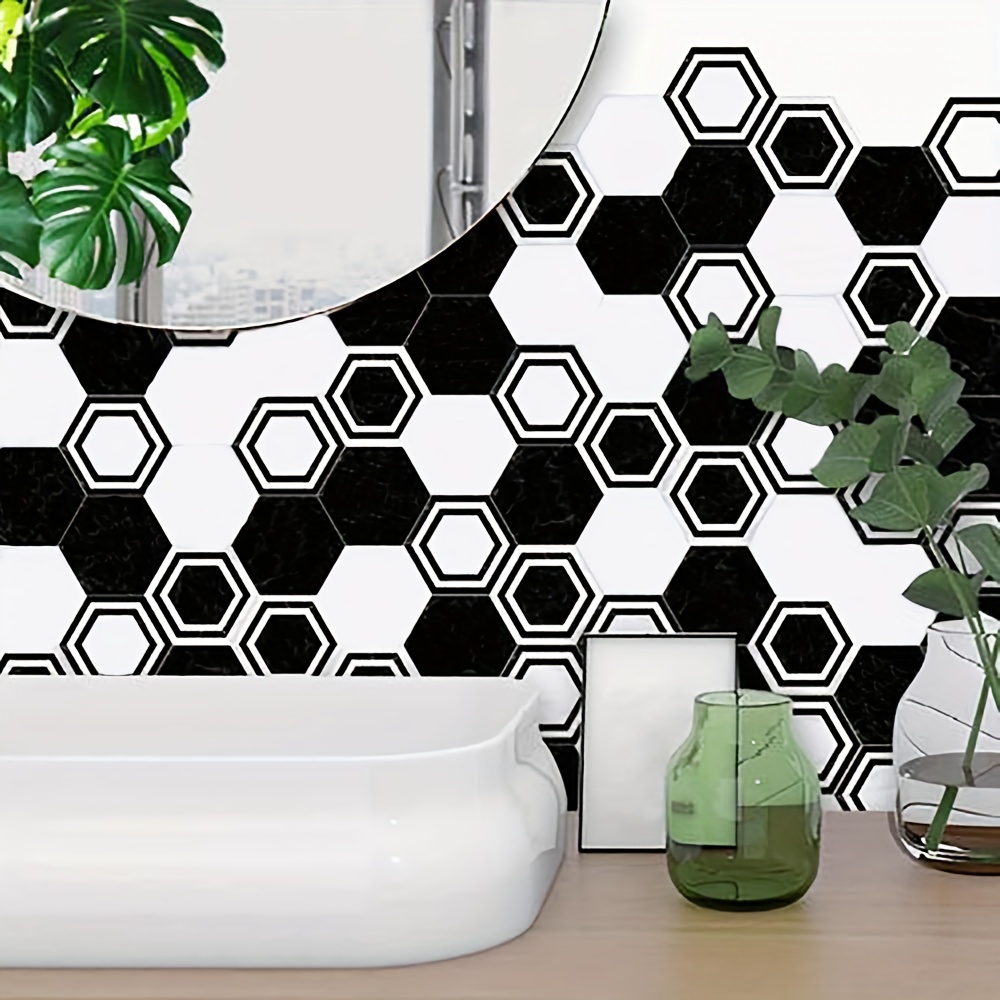 Hexagonal Tile Sticker White Kitchen Vinyl Decal Sticker - Temu