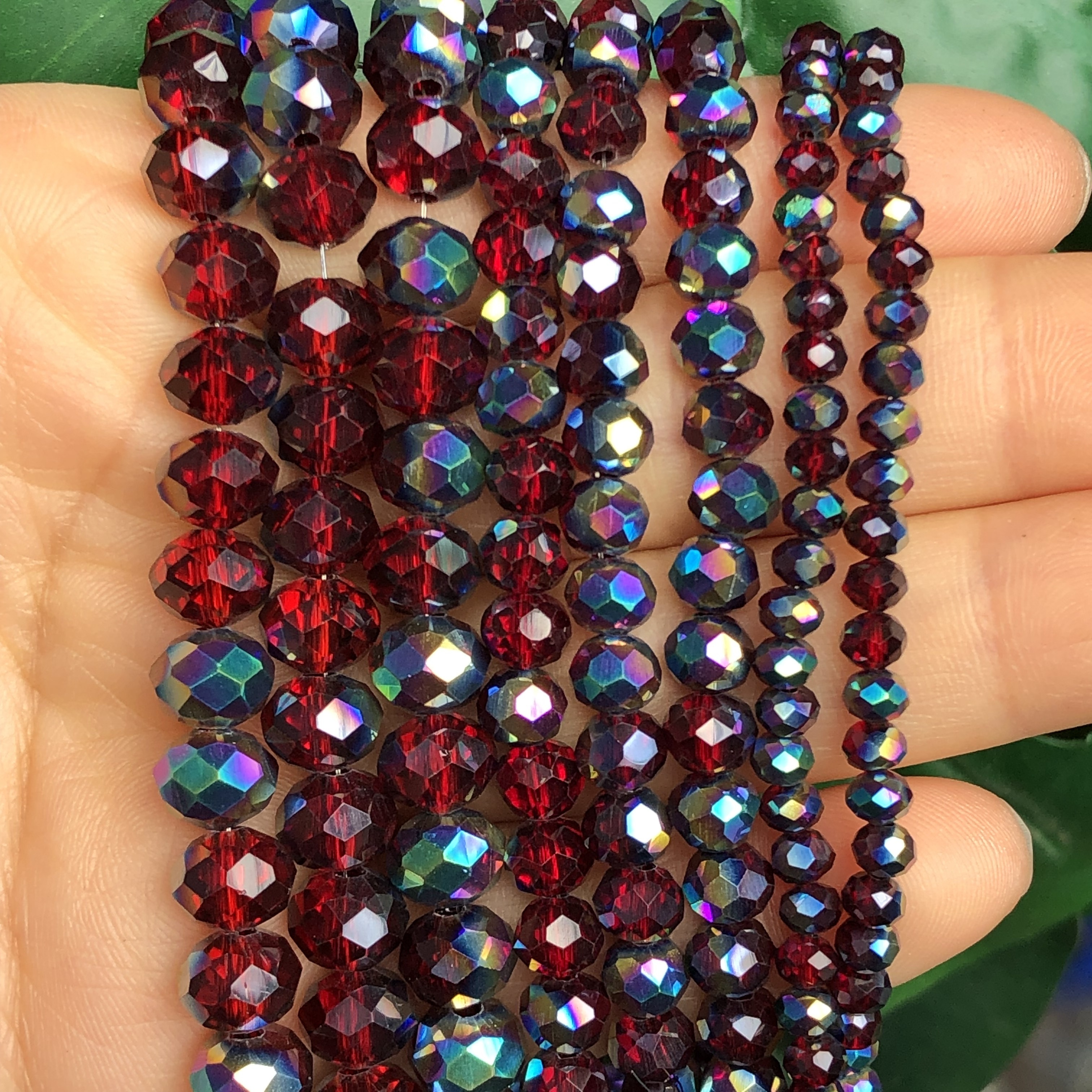 Ab Red Multicolor Austria Crystal Beads Faceted Rondelle - Temu