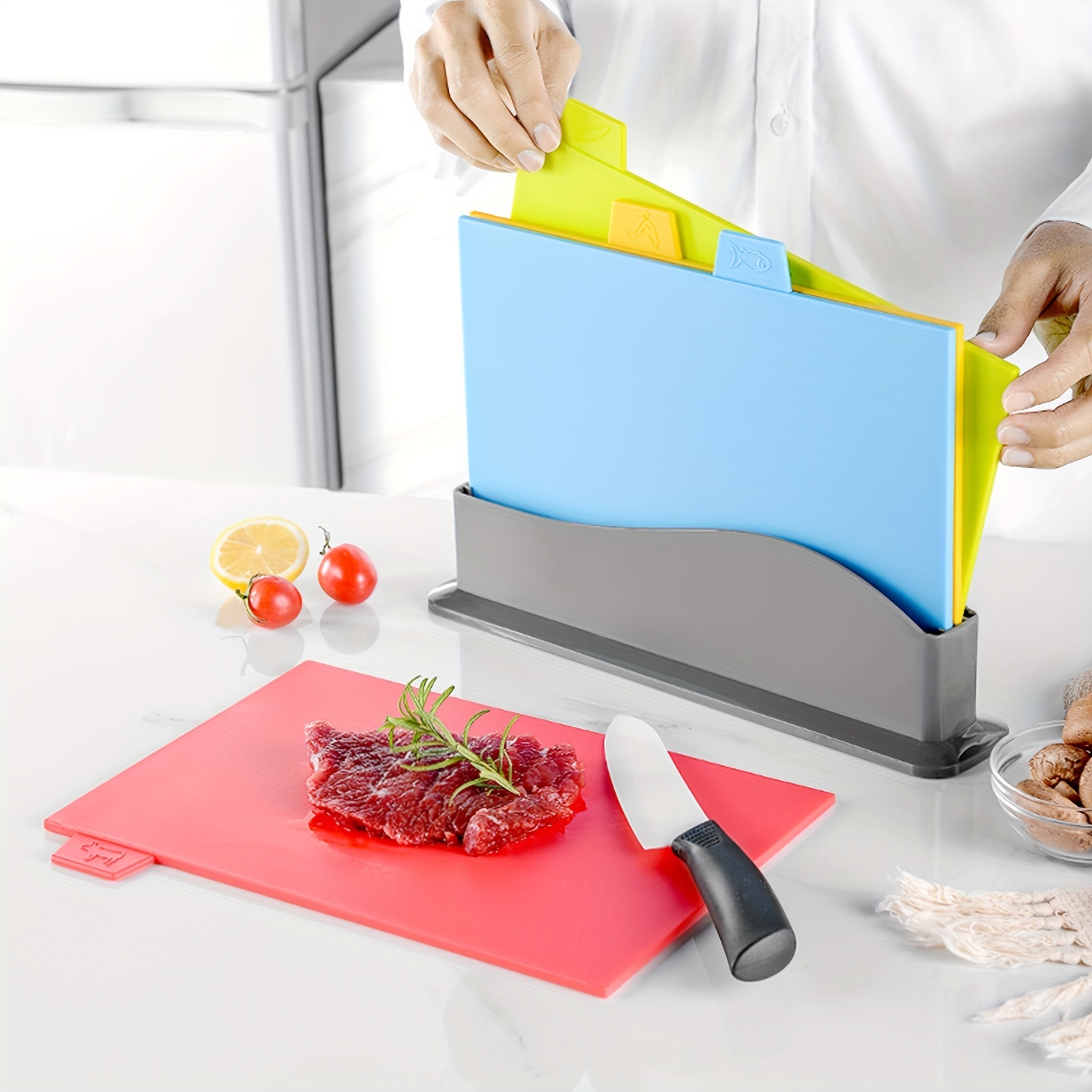 1 set chopping board thickened or lightweight square pp plastic classification cutting board set cooked classification plastic cutting board cutting board for meat fruit vegetable kitchen stuff cheap stuff details 0