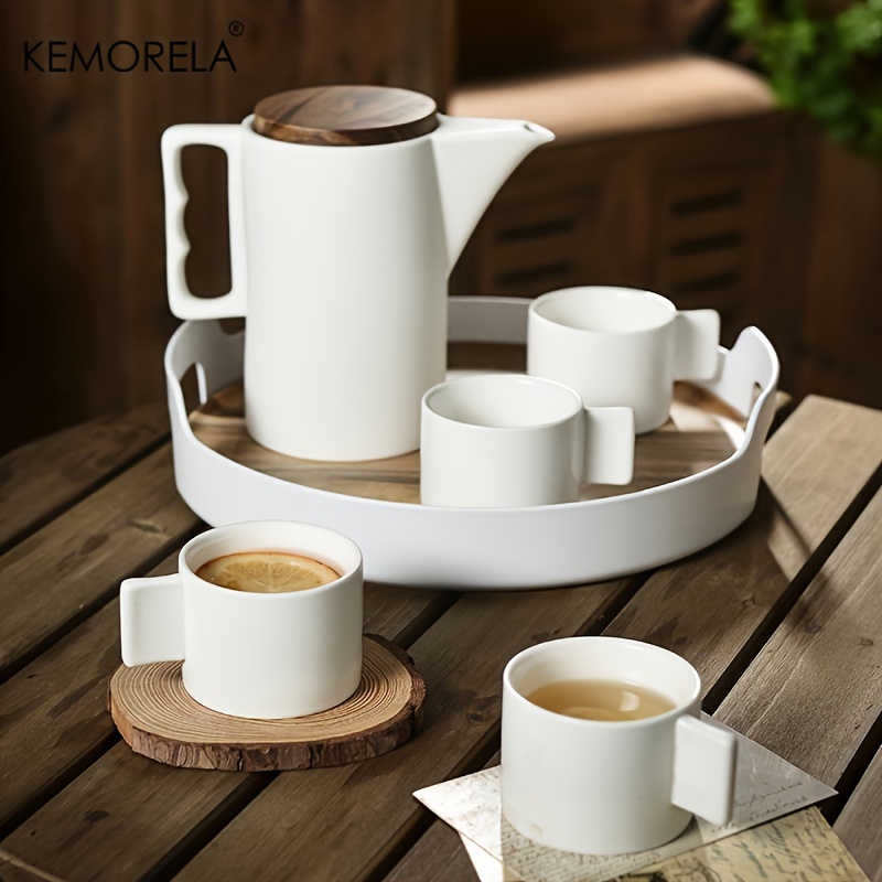 1set Set Bicchieri In Ceramica Vassoio Legno Tazza Caffè In - Temu Italy