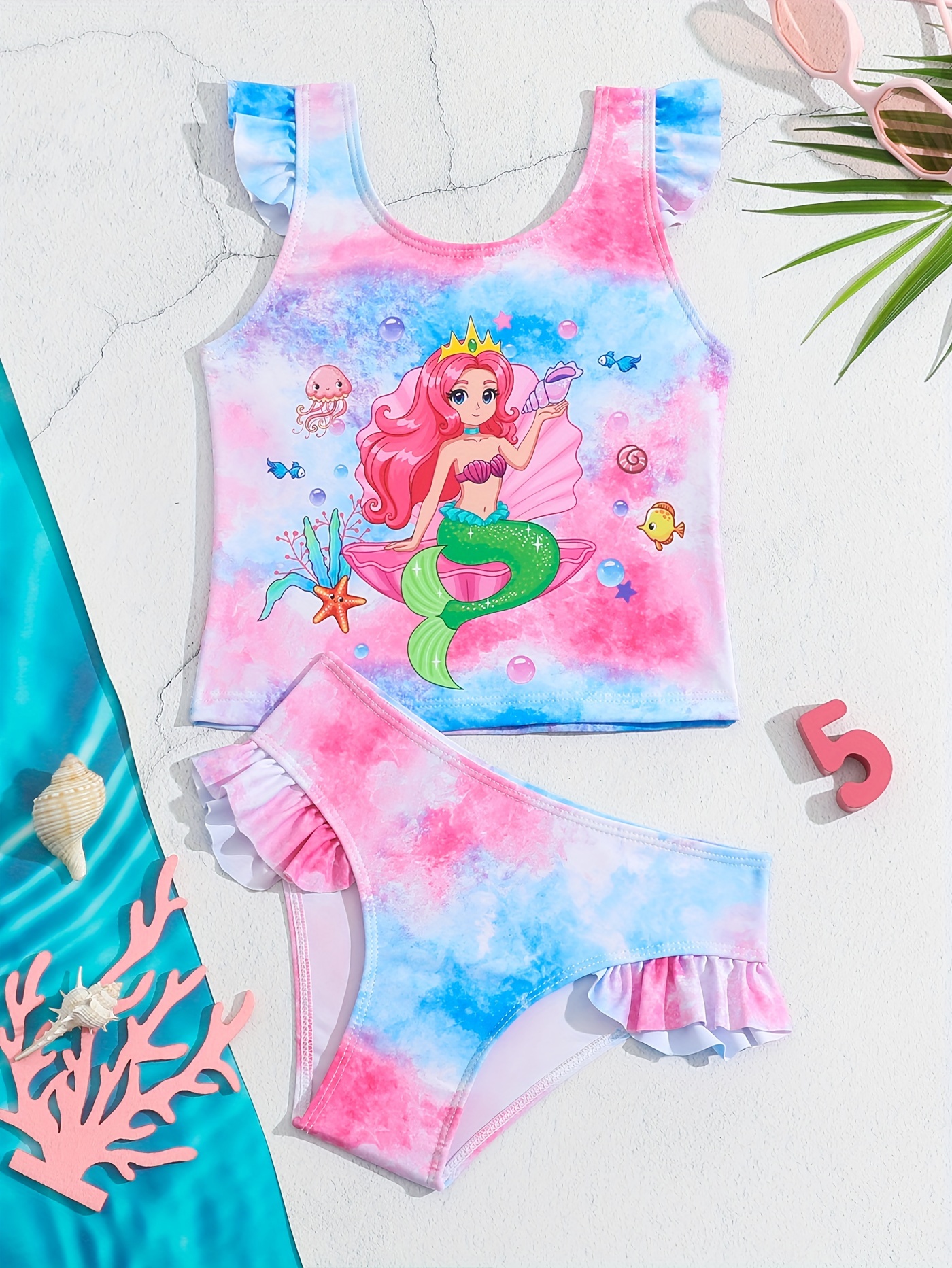 Toddler Girls Bikini Tankini Swimsuit Fish Scale Graphic - Temu