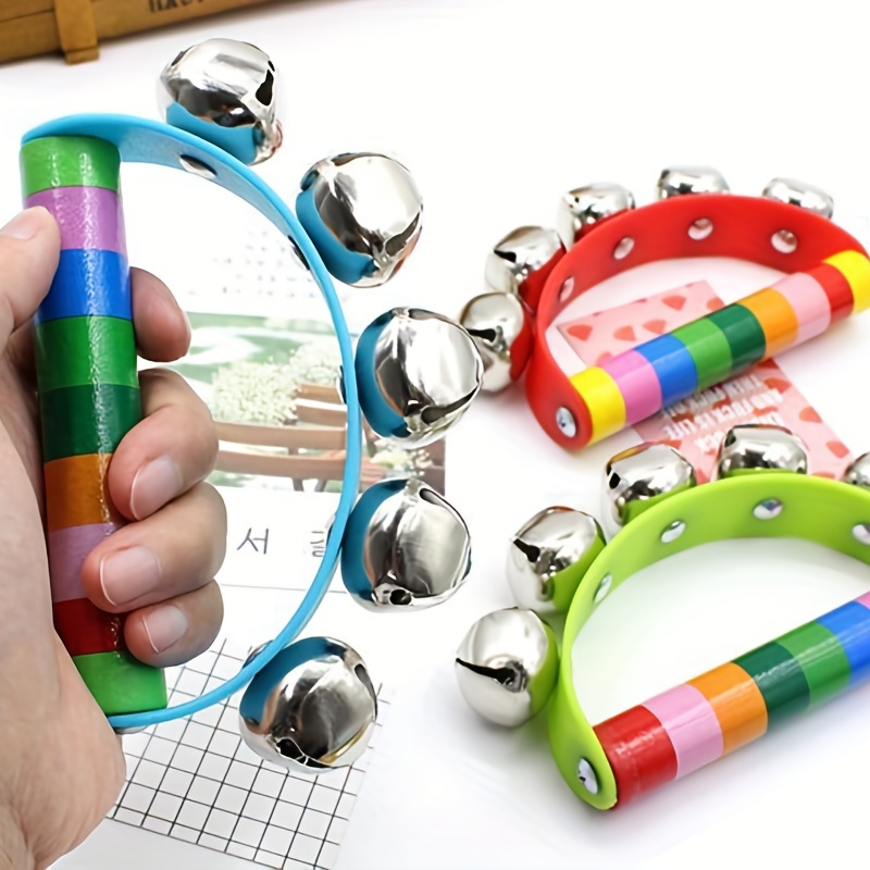 1 Pack Hand Noise Makers Hand Shake Bell 5 Bells Musical Rhythm Instrument For Adults Kids Christmas Party Decoration Favors