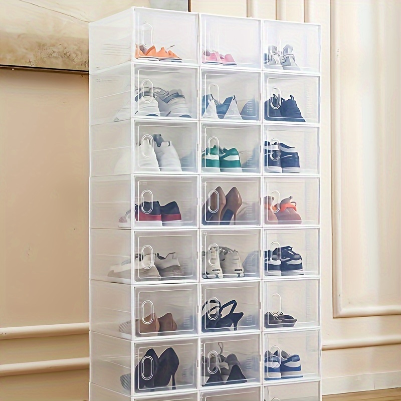 high quality Sneakers Box plastic shoe box Stackable Cabinet Storage Box  high-top Dustproof AJ shoes organizers Shoe Rack