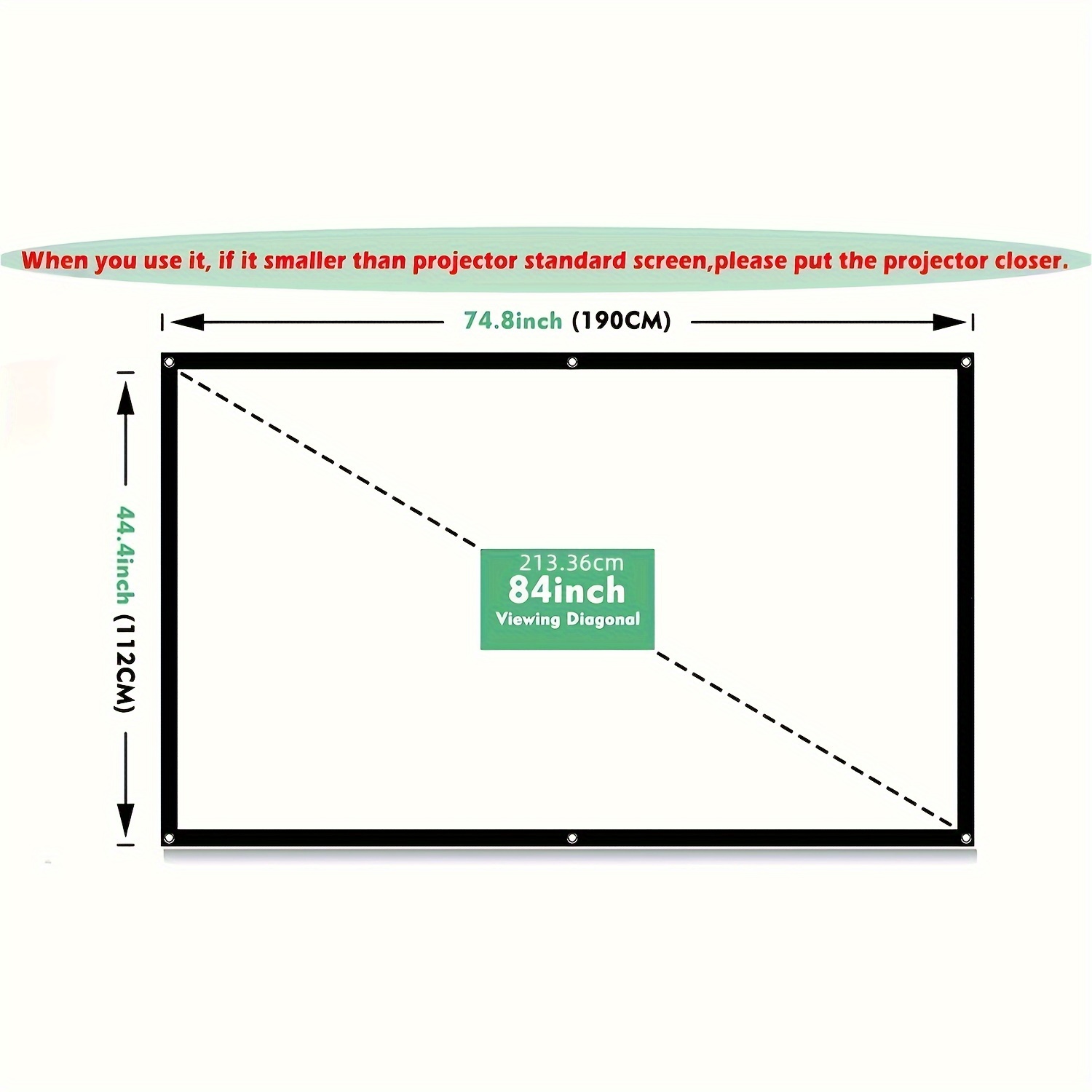  Projector Screen, White Projector Screen, 16:9 No Crease Home  Theater Foldable Projection Screen 60, 72, 84, 100, 120