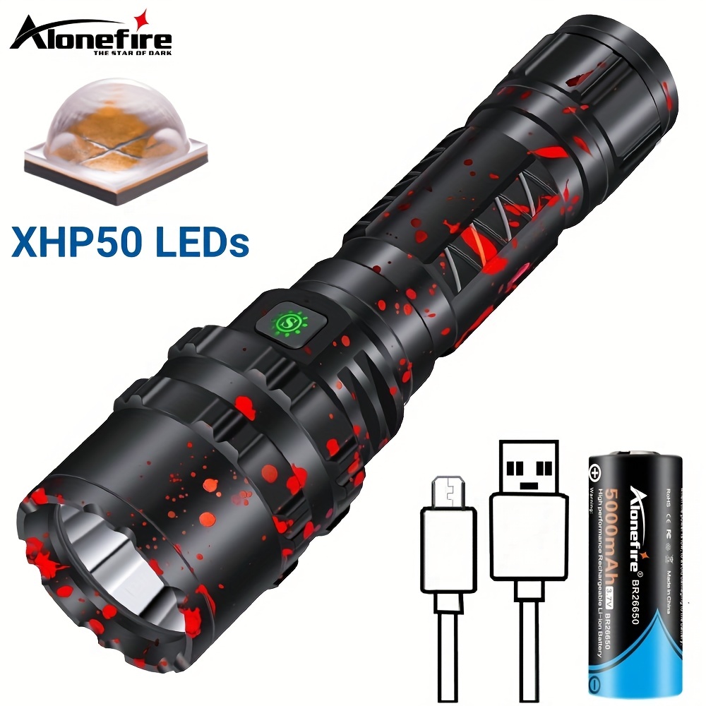 Alta Potencia XHP502 Linterna LED Caza Militar Táctico Flash Luz