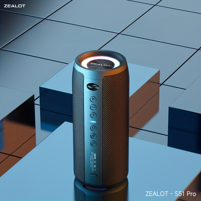ZEALOT Altavoz S49 Pro Bluetooth portátil con luz LED, Altavoz