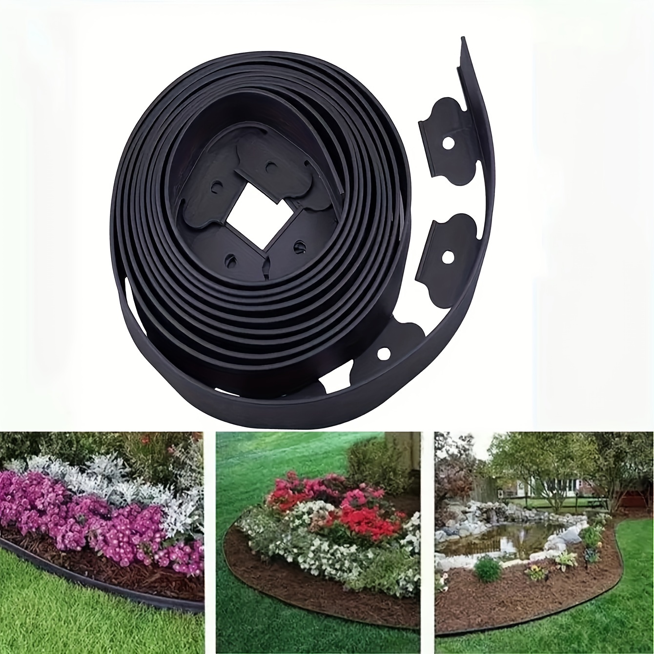 

1 Roll, 16.4ft/5m Garden Landscape Edging Kit, Garden Edging Coil Comes With 15pcs Spikes, No Dig Lawn Border Design No-dig Garden Edging Kit - Perfect Forlandscaping, Flower Gardens & Plant Borders