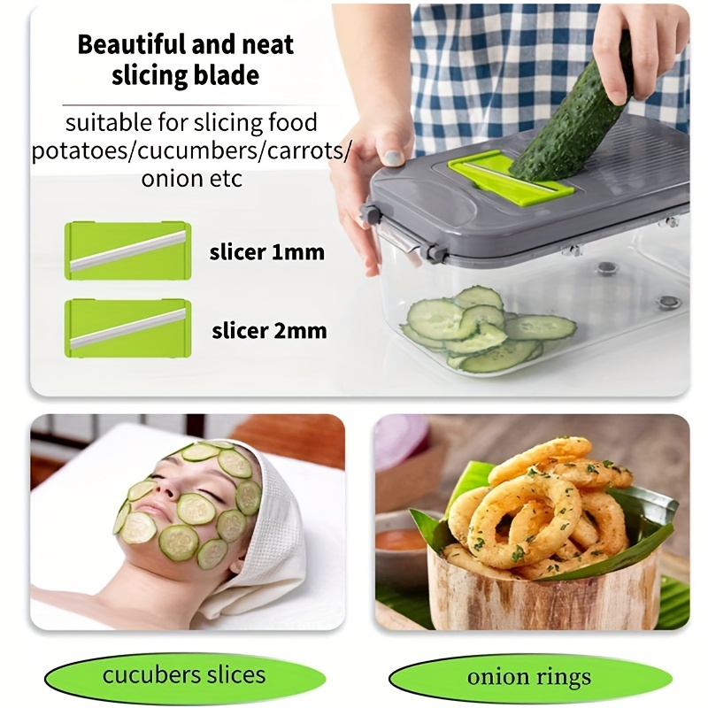 22in1 Vegetable Chopper And Fruit Slicer With 13 Blades - Temu
