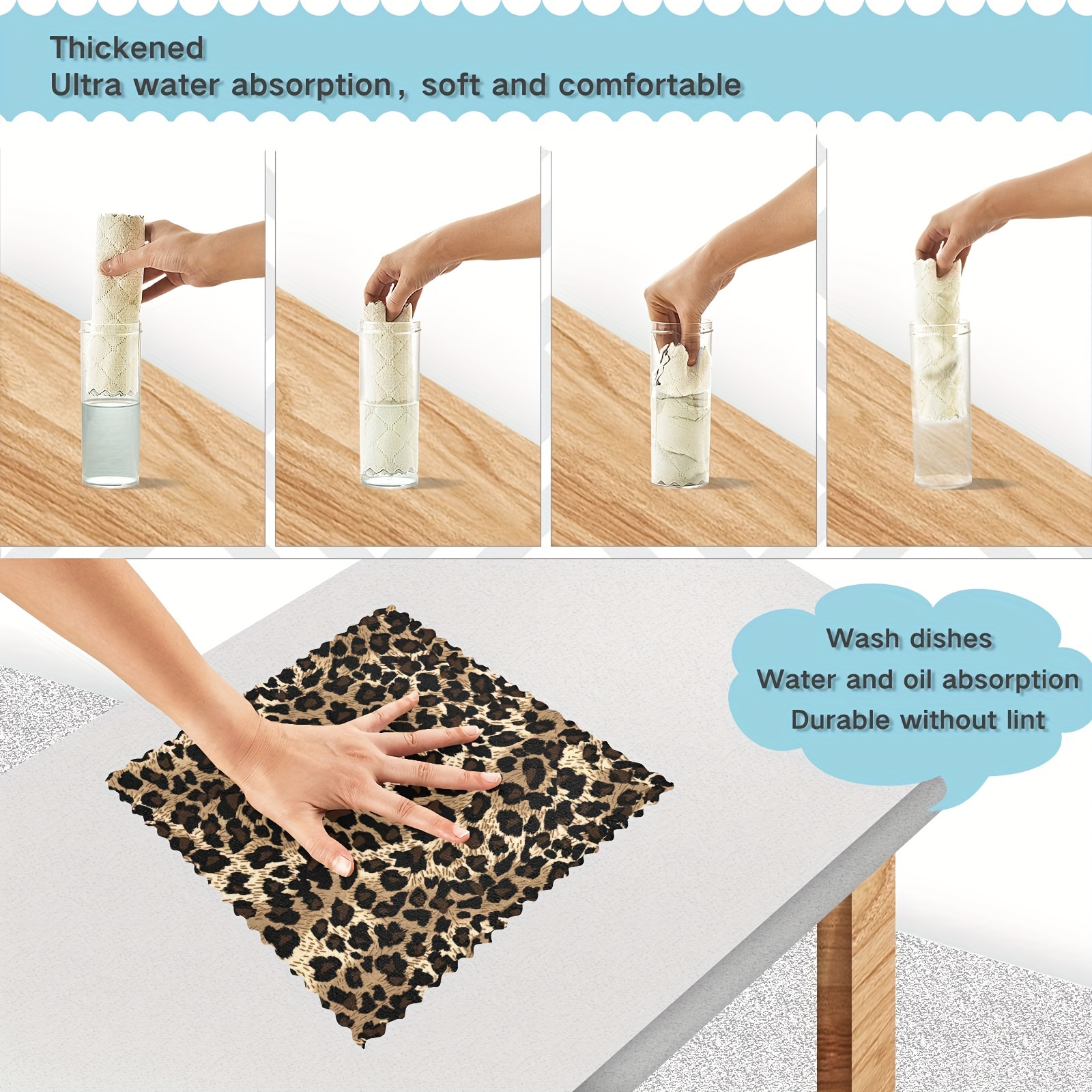 Kitchen Cleaning Towels, Black And White Leopard Print Scenery Kitchen  Cleaning Towels, Strong Water Absorption, Easy To Clean, Used For Kitchen  Utensil Cleaning And Countertop Wiping, Ultra-fine Fiber Cleaning Cloth,  Scouring Pad 