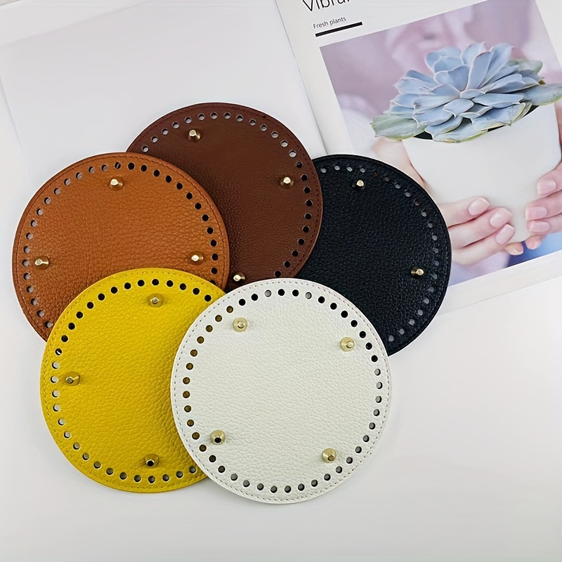 

A Universal Solid Color Diy Hand-woven Hardware Leather Luggage Accessories Round Litchi Pattern Rivet Bag Base Bag Bottom Suitable For Daily Life