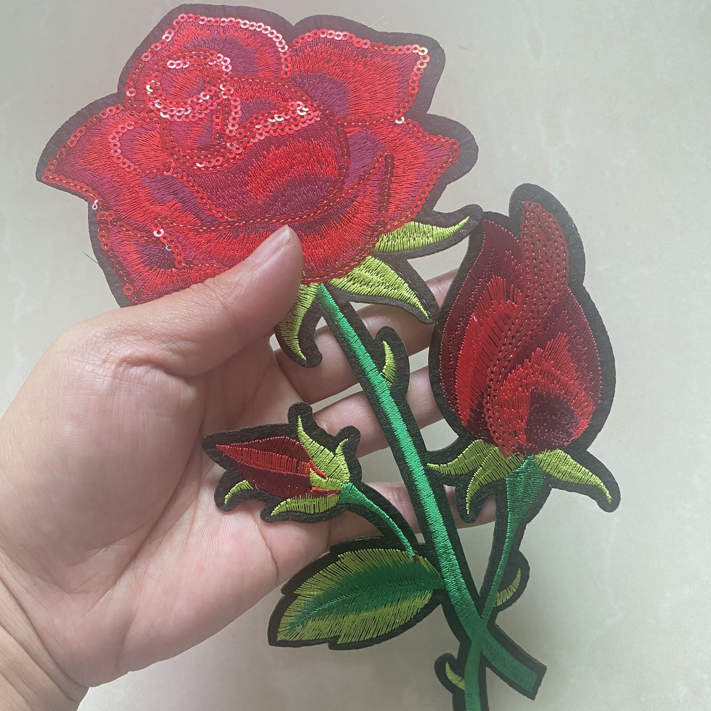 IRON ON EMBROIDERED Patches. Butterfly and Roses Embroidered Patches,  Flower Iron on Patch, Rose Patch, Butterfly Patch. 