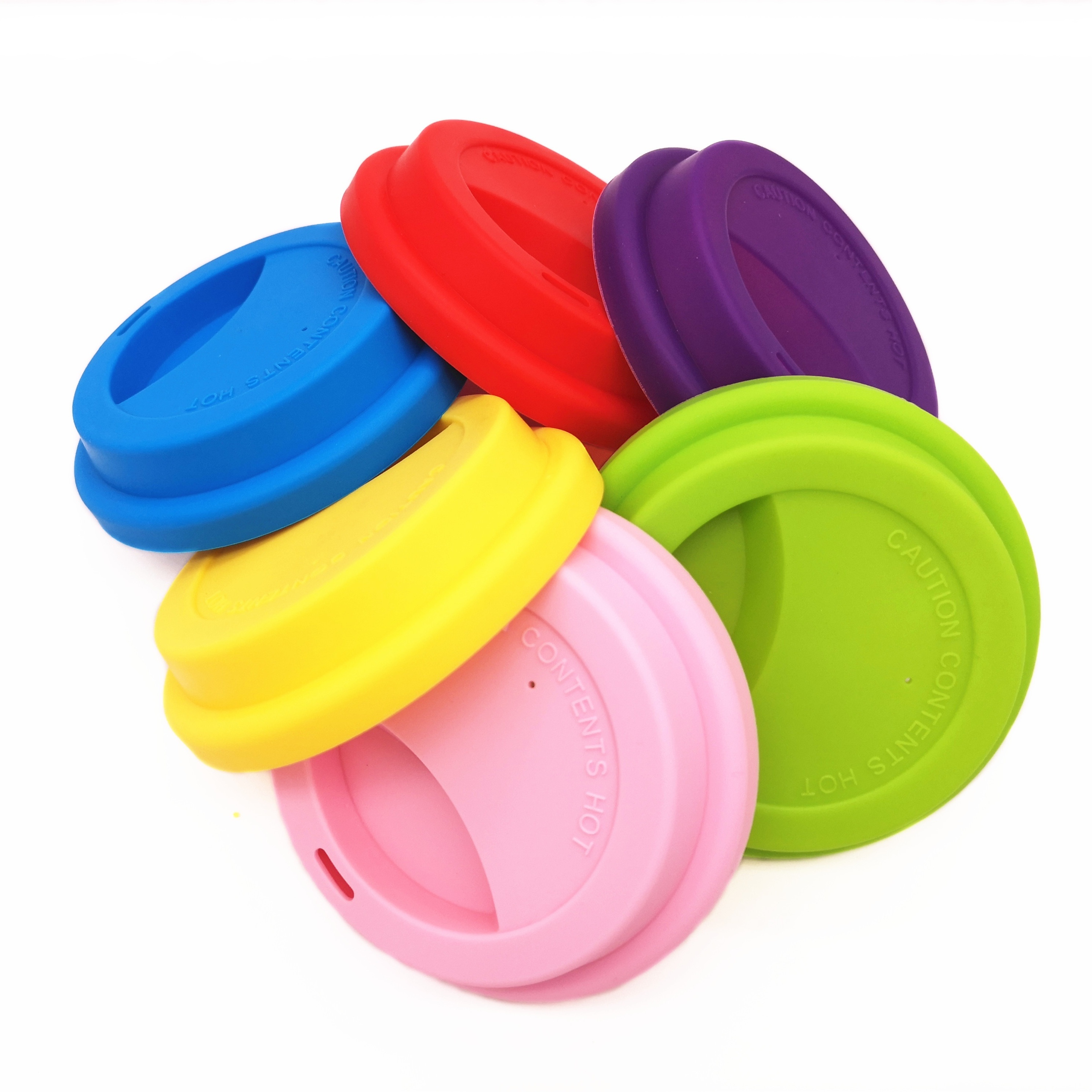 Silicone Drinking Lid Spill-Proof Cup Lids Reusable Coffee Mug Lids Coffee Cup Covers 6 Pcs - Black