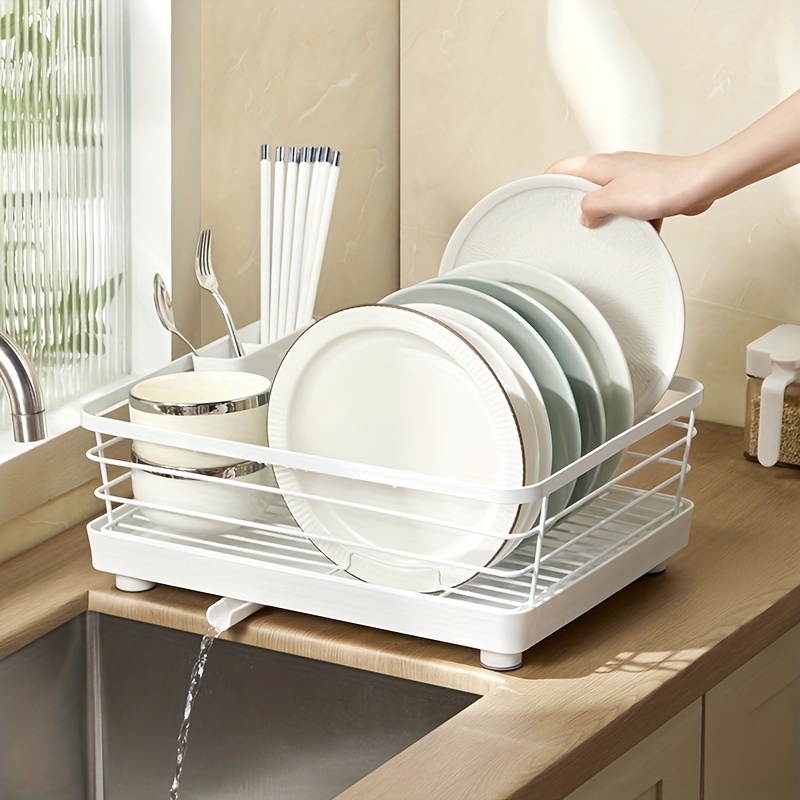 1pc Efficient Dish Drying Rack with Drainage Spout and Utensil Holder -  Perfect for Kitchen Counter and Sink - Organize Your Tableware and Save  Space