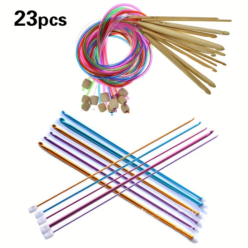 23 Pcs Plastic Cable Crochet Hook and Aluminum Knitting Needles 