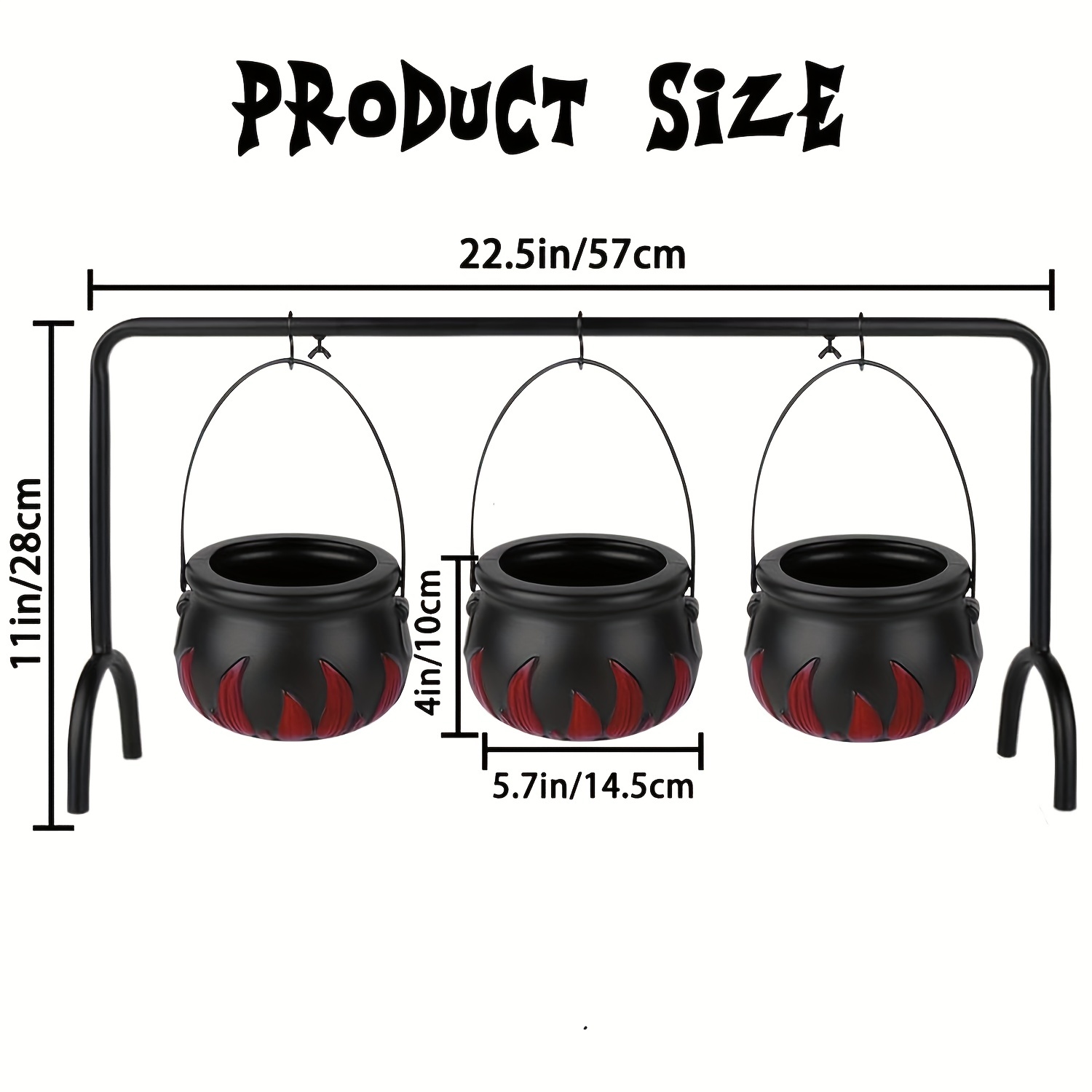 Halloween Decor - Halloween Party Decorations - Set of 3 Witches Cauldron  Serving Bowls on Rack - Black Plastic Hocus Pocus Candy Bucket Cauldron for  Indoor Outdoor Home Kitchen Decoration