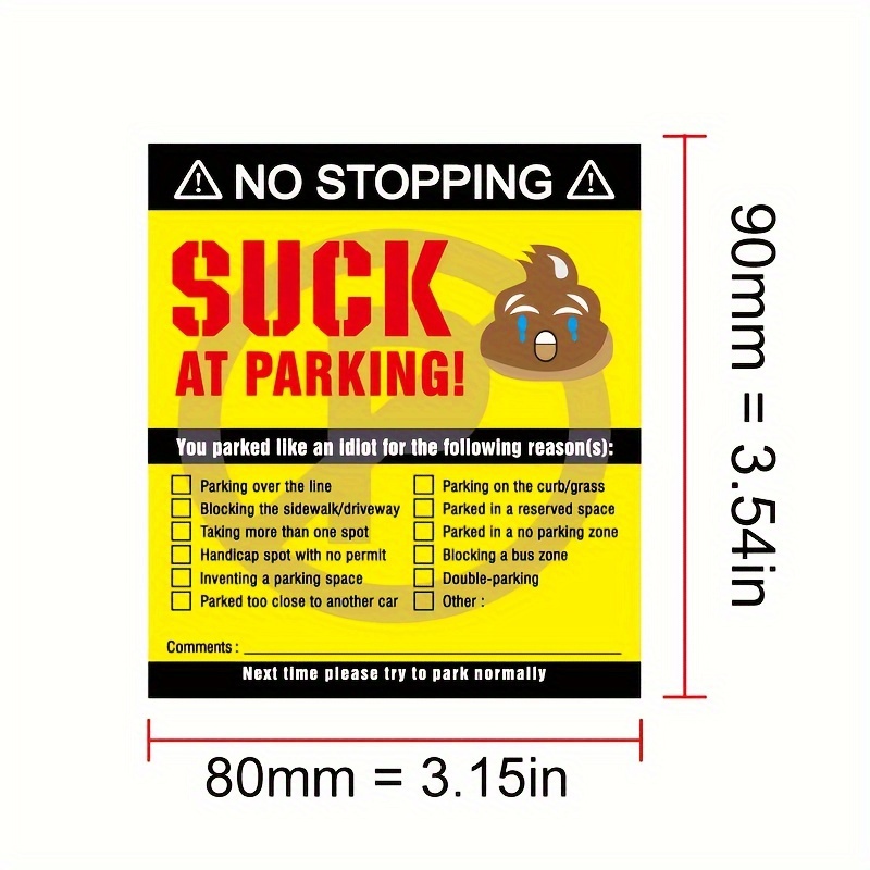 いたずらステッカー50枚 駐車禁止ステッカー 駐車禁止区域 書き込み可能な複数の理由 車の窓ガラス用無許可警告通知 紙素 - Temu Japan