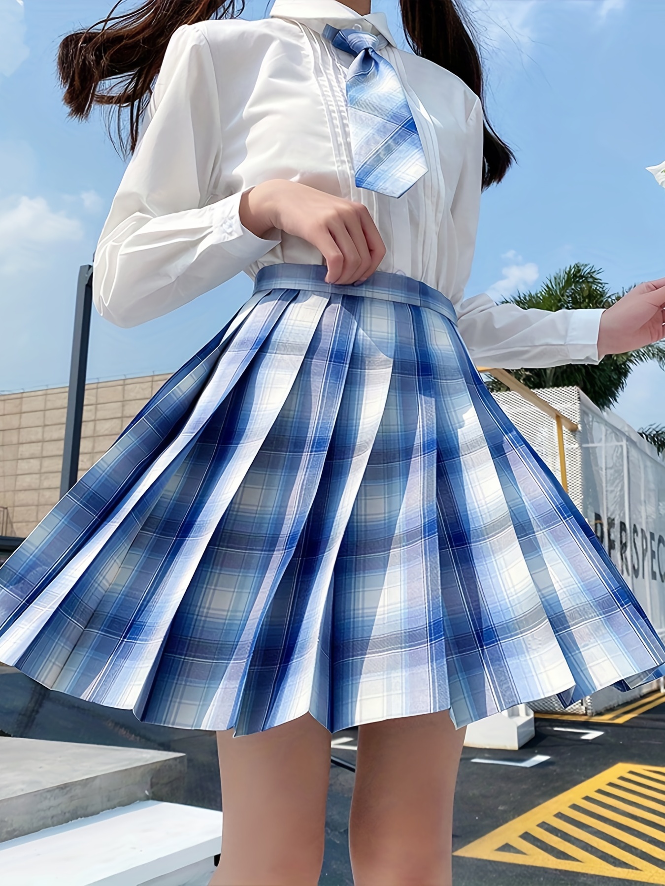 Plaid Print Flared Skirt Elegant High Waist Mini Skirt - Temu