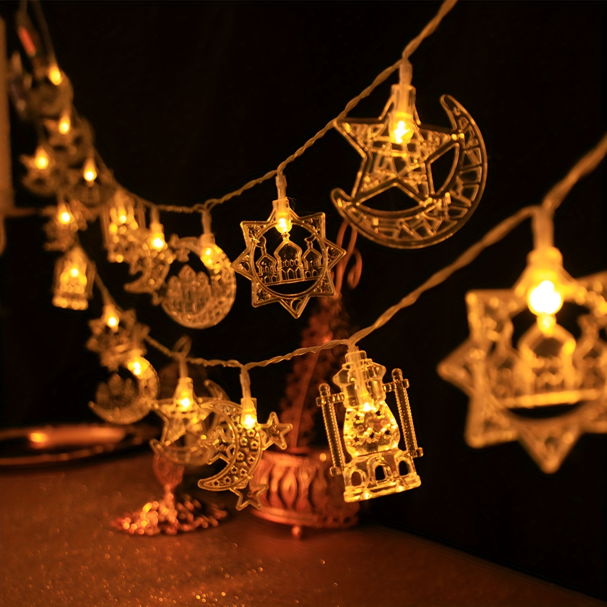 Eid Mubarak Ciondolo in legno con candele a led Luce Ramadan Decorazioni per  la casa Islamic Muslim Party Eid Decor Kareem Ramadan Multi-stile