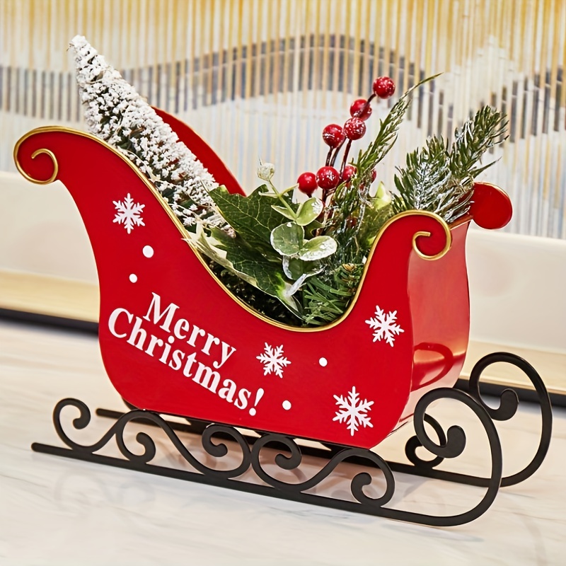 1pc Christmas Wooden Crafts, Holiday Assembly, Home Mini Sled Car Desktop  Decoration